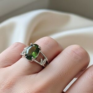 Silver and Green Gemstone Ring